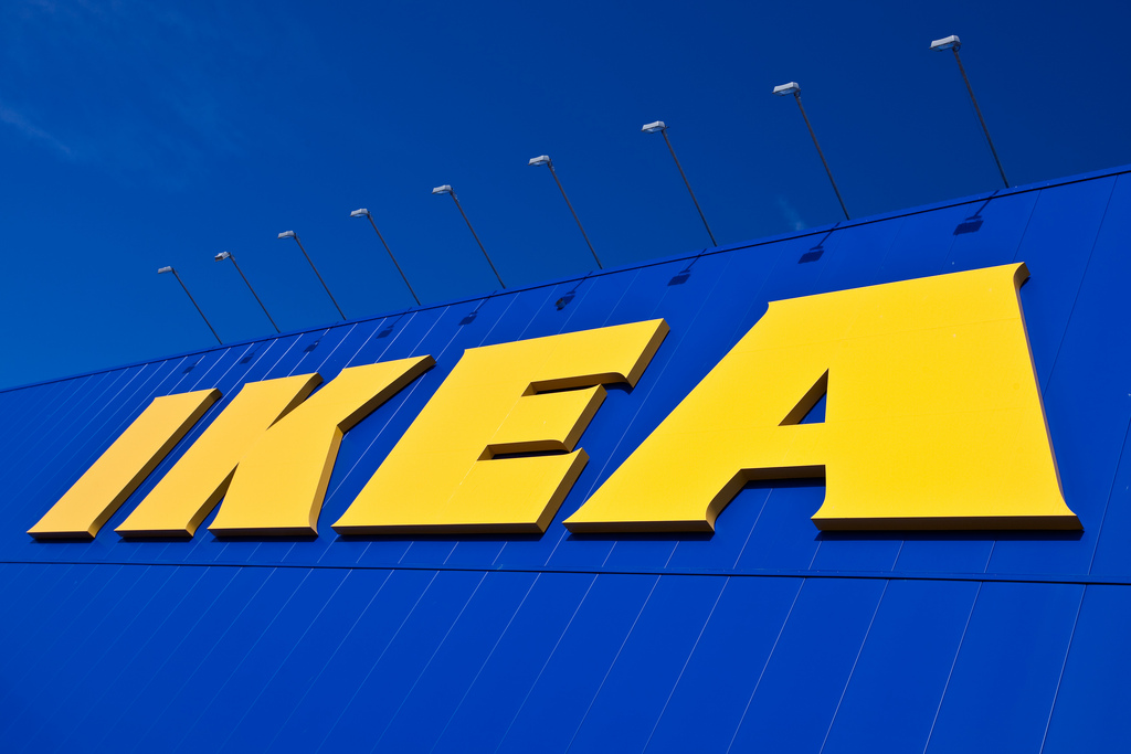 IKEA logo on the side of their building