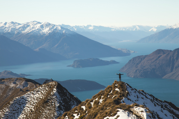 Person on top of a mountain