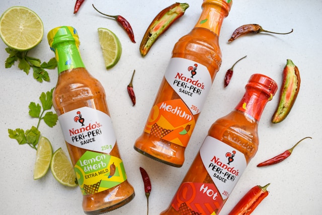 image of Nando's piri pier sauce bottles