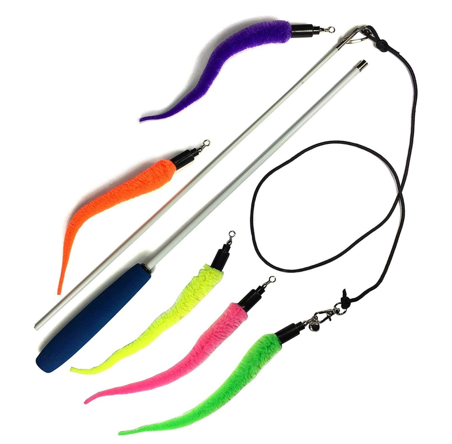 Pet Fit For Life 5 Piece Squiggly Worm Wand Cat Toy