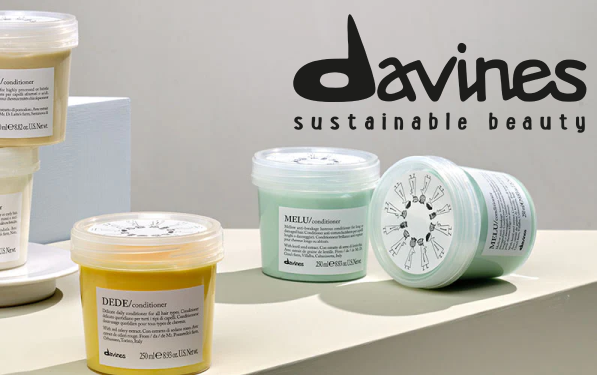 Davines products displayed on the table