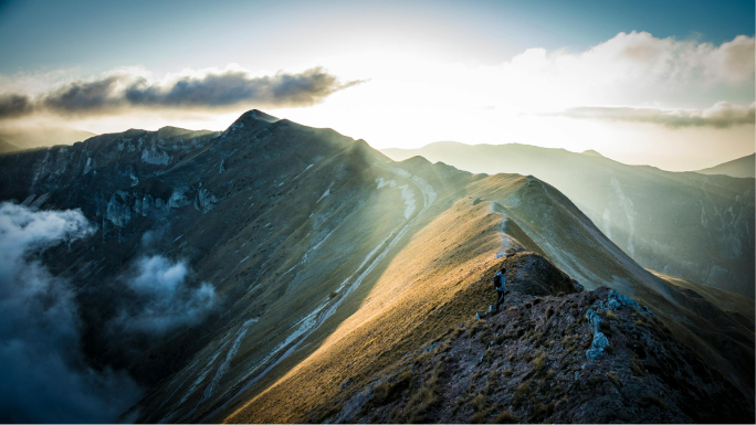 landscape showing mountains and sunset